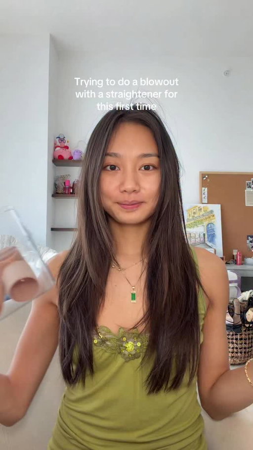 I dont think my hand knows how to use a straightener #blowout #blowouthair #hairrollers #hairstyle #blowoututorial