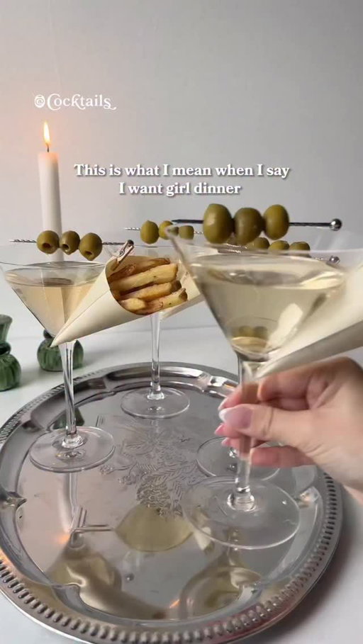 At the end of the day, I’m just a girl. 🍸🍟 Grab the fry bags at the link in our bio.

@cocktails may earn commission through links on our social.

#girldinner #martinis #dirtymartini #fries #olives