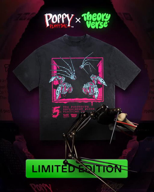 New addition to the Game Theory X Poppy PlayTime collab for Chapter 5 is available for 10 days! The Prototype www.theoryverse.store 🦾