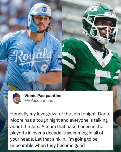 Royals First Baseman Vinnie Pasquantino is every Jets fan 😂💀

You will never hear the end of it from me once we finally make it back.

@pasquantino #Jets