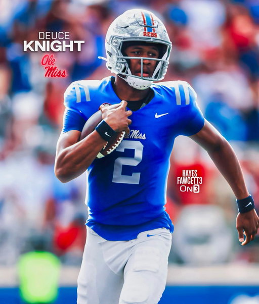 BREAKING: Auburn true freshman transfer QB Deuce Knight has Committed to Ole Miss, he tells @On3

Knight was ranked as a Five-Star Recruit in the 2025 On3 Industry Rankings