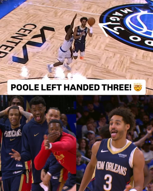 @jordan_poole beats the shot clock with this three… with his LEFT HAND! 👀 NOP/ORL • NBA League Pass • <link in bio>