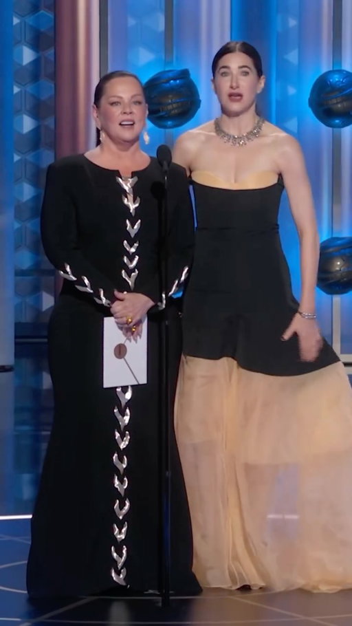 @motherhahn & @melissamccarthy are here to present tonight’s #GoldenGlobes winner for  Best Male Actor – Television – Limited Series, Anthology Series or Television Motion Picture. 🏆