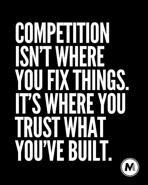 Competition isn’t the place to try new things. It’s the moment to lean on the tools and skills you’ve already built in preparation. If you hit a cut, play the cut. Trust what you brought with you and compete from there. 🔥