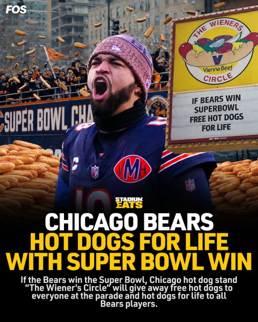 Iconic Chicago hot dog stand @wienerscircle has announced they will give away free hot dogs to the entire Super Bowl parade (as many as they can give out), and Bears players will receive free hot dogs for the rest of their lives. 

#stadiumeats