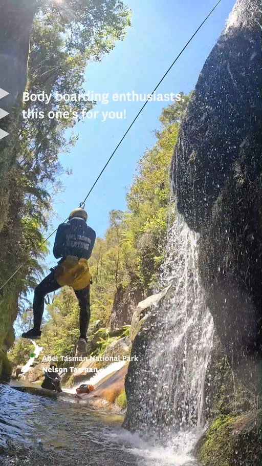 Learn the ropes, then leap in. Guided canyoning in Abel Tasman National Park feels less like an activity and more like a way to move through the landscape. 

📍@Abel_Tasman_Canyons, Nelson Tasman

Ready to take the leap? Comment ‘Canyon’ to find out more.

#NZMustDo #NZBucketList #FEEL100inNZ

👉@NelsonTasmanNZ👈

ID: High-energy canyoning in Abel Tasman National Park. Adventurers leap from sunlit rocks into a clear river, zipline through lush forest, and slide down smooth boulders, fully equipped in wetsuits and safety gear.