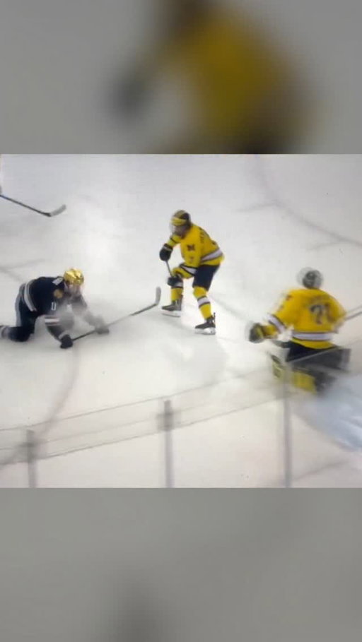 Star freshman goaltender Jack Ivankovic was injured on this play against Notre Dame. Ivankovic is expected to be out long term for No. 1 Michigan. We wish Jack a speedy recovery

(Via @bigtenplus )