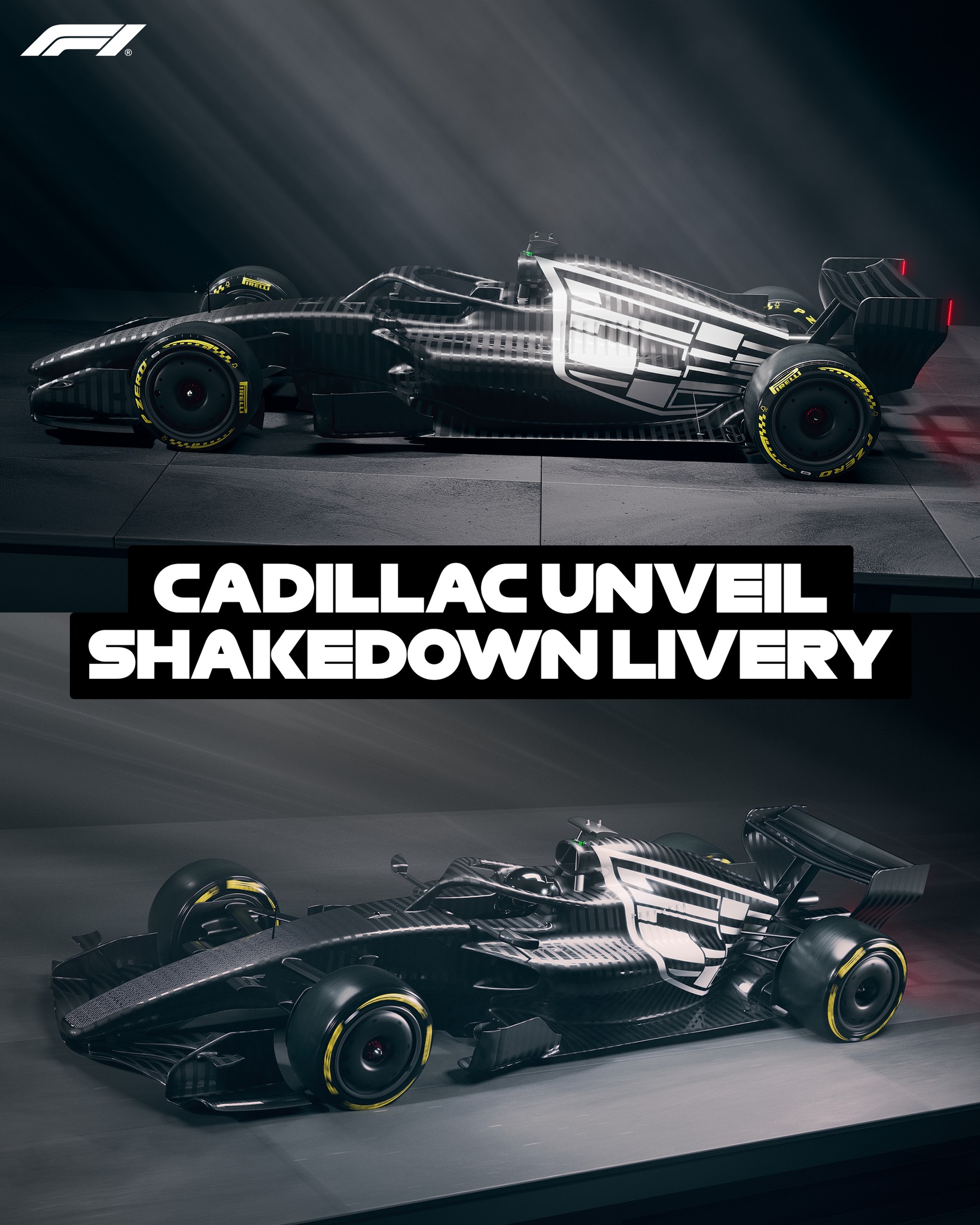 Cadillac unveil their special livery for the pre-season Barcelona Shakedown! 🎨👀

This one-off monochrome design features the names of the founding members of the team, displayed on the nose, ahead of their 2026 livery being unveiled on February 8 👊

#F1 #Formula1 @cadillacf1