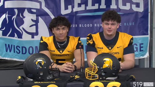 @eadan.tennant and @mitch_mcc6 BOTH heading to the next level signing with @wlooftb for the 2026 season!

The two @bmacfootball stars made it official with family, friends and teammates in attendance @bishopmacathletics 

FULL signing ceremony posted on 519’s YouTube channel. 

#LocalSports #519Guelph #519Football