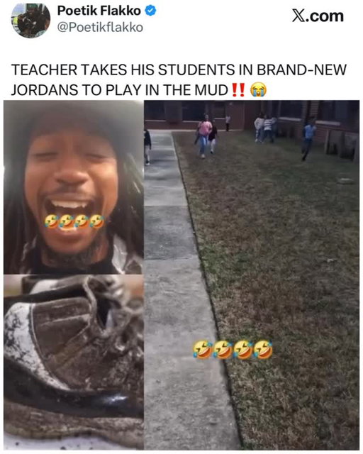 Teacher trolls parents by taking their kids to play in the mud with brand new Jordans on‼️😭💀

• @sammmyy_10