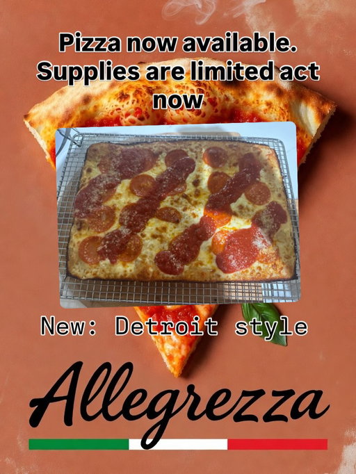 Hand tossed pizza still in stock.
2 Detroit style left for this week already.
20 for original 
25 for Detriot 
Prices include delivery with in the area 
Dm me for more info