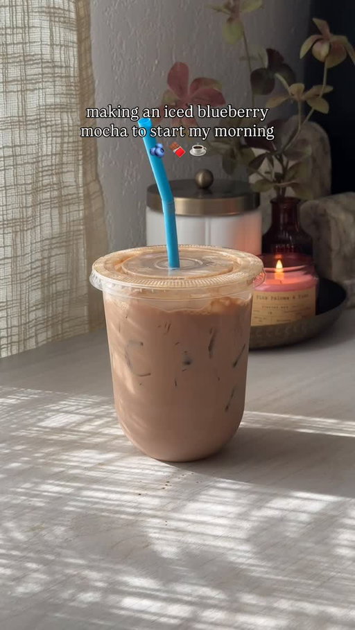 iced blueberry mocha to start my day off right 🫶🏼

• 2 Pumps of Blueberry Pancake Syrup @drinknooly 
• 1 Tbsp(ish) Chocolate Sauce @hollanderchocolate 
• Double Shot of espresso (currently using @domacoffee Carmela’s Blend beans)
• Milk of your choice - I ran out of whole milk so I topped it off with half n half 

#blueberrymocha #fruitycoffee #coffeebar #coffeeathome