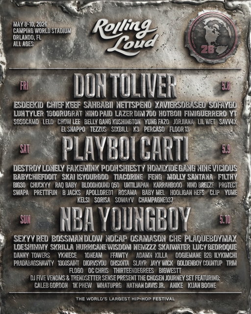ON SALE NOW 🔥🔥🔥

ROLLING LOUD USA 2026 🏟️

THE MAIN STAGE FOR HIP-HOP 
ONLY RL IN THE STATES THIS YEAR

MAY 8 - 10 :: CAMPING WORLD STADIUM

AND MORE ARTISTS TO BE ANNOUNCED 👀

FOR 3-DAY PASSES:
👉 RollingLoud.com/2026