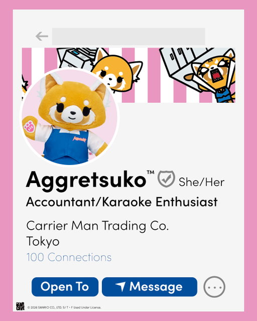 You've got a new connection request! @Aggretsuko is waiting to be your new colleague and karaoke partner. If you're looking for someone to vent to, she's your girl. Now available exclusively online! Links in bio.

@sanrio #TheStuffYouLove​