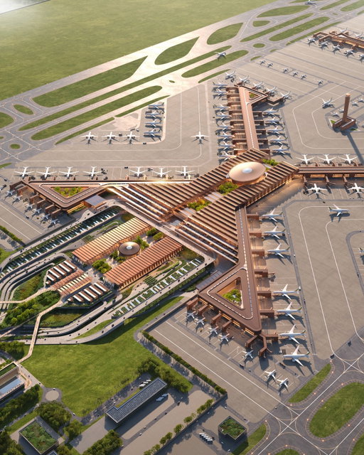 This massive $12.5BN new airport is currently under construction in Ethiopia. Designed by Zaha Hadid Architects for Africa's largest carrier Ethiopian Airlines Group, phase one of Bishoftu International is set to serve 60 million passengers a year, with capacity rising to 110 million passengers (through four runways) once all subsequent phases are built. 

The airport sits around 40km south of Ethiopia's capital Addis Ababa and has been primarily designed as a transit hub – it's expected that some 80% of passengers arriving will board connecting flights without leaving the building. 

Phase one is targeting a 2030 completion date. 

📷 @zahahadidarchitects 

#architecturelovers #TheB1M #infrastructure #airport #ethiopia