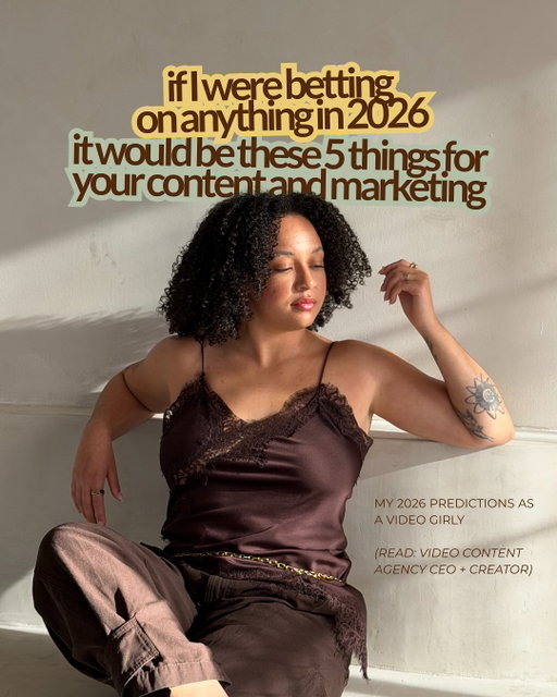 In 2026, I’m betting on…🔮✨🤳🏽

🍵Sharing content beyond your niche
🗣️Talking formats being 75% or more of your short form content
📺 A long form platform being a nonnegotiable
🎥 Polished but not overly perfect production
✈️ More in real life experiences

Comment “2026 Predictions” for the full breakdown so you can apply it to your own content plan ⤵️