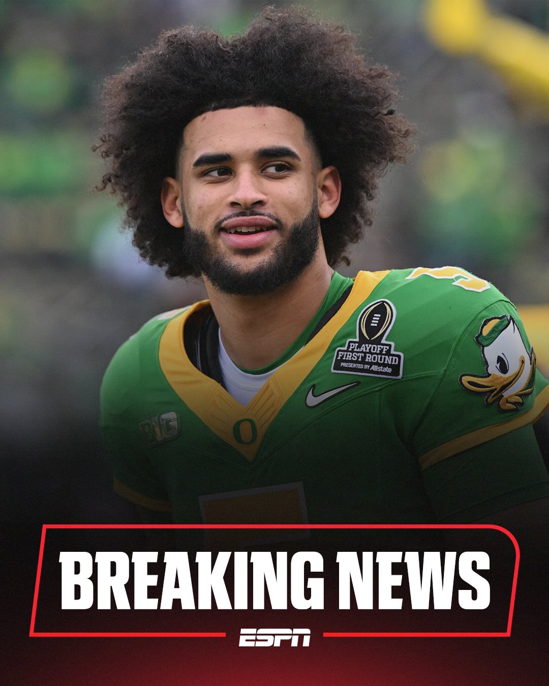 Breaking: Oregon QB Dante Moore announced on @sportscenter that he’s returning to Oregon next season. Moore was projected as one of the top picks in the upcoming 2026 NFL draft.