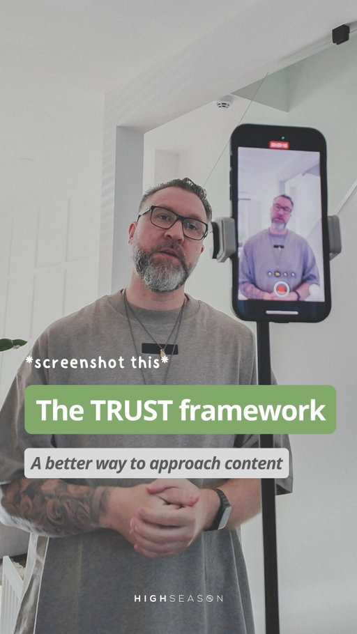 Everyone’s chasing the perfect hook right now.

The right words.

The right angle.

The right three seconds.

But hooks don’t build trust on their own.

And content doesn’t convert on clever hooks alone.

That’s why we teach the TRUST framework to business owners and creatives who want social media to build a real audience, not just momentary attention.

Not every post needs to sell.

But every post should build trust.

If you’ve been posting consistently but results feel slow, this is usually the missing piece.

📌 Save this. Screenshot it.

And next time you post, ask yourself:

“Which trust job is this doing?”

Rooting for you always.