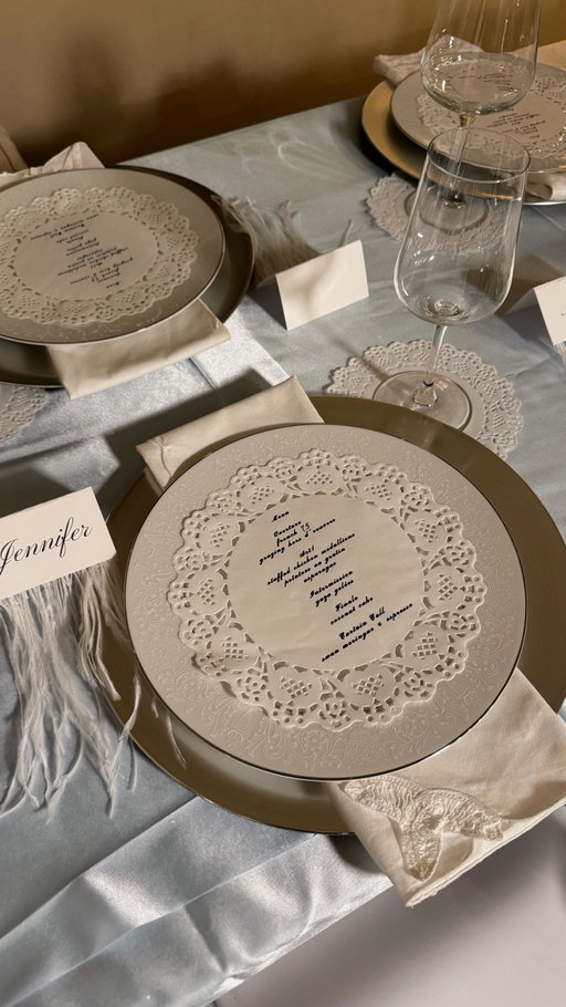 Swan lake dinner party prep day🦢🩰🥂 the doily menus have stolen my heart!! 

#dinnerparty #swanlake #hosting #doilies #dinnerpartyideas