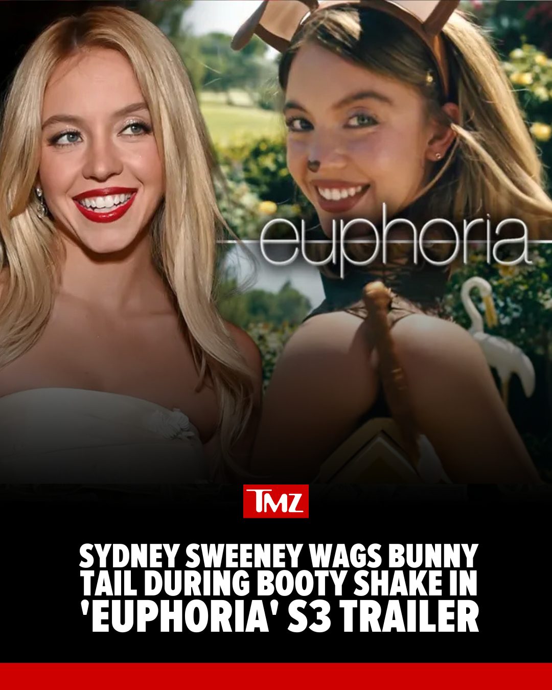 Cassie is BACK 👀 Sydney Sweeney goes full cam-girl chaos in the first ‘Euphoria’ Season 3 teaser — bunny tail, booty shake and all. Trailer just dropped. 

📷: HBO Max

Link in bio.