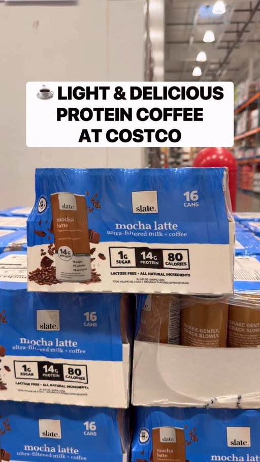 😍 Slate Mocha Latte Protein Iced Coffee just launched at Costco and it’s easily my new, upgraded morning coffee! Enjoy that mocha coffee shop taste with WAY better macros 🙌🏼

Each can has 14g protein, 80 calories, and only 1g sugar…so it’s an easy grab when you want caffeine and protein to actually keep you going! 😋 It’s lactose free and made with real, ultra-filtered milk, plus the mocha flavor is smooth and light (not overly sweet!) 🤎 I love this for busy mornings on-the-go, an afternoon pick-me-up at my desk, or keeping a few in the fridge for those “I need coffee now” moments! 👏🏼 Slate Mocha Latte Protein Iced Coffee comes in a 16-pack and is available at select Midwest Costco! 🛒 Grab some NOW…you’ll love it! #SlatePartner #CostcoFinds #ProteinCoffee