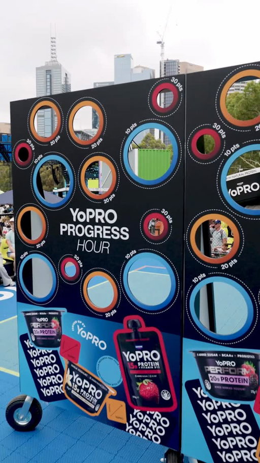 From serves on court to serves of @YoPROau, swing by the Progress Bar and try your hand at pickleball at TOPCOURT. 

Twice a day every day, Progress Hour gives you a chance to win your YoPRO fix. 

#FeedYourProgress #AustralianOpen #YoPRO #AO26
