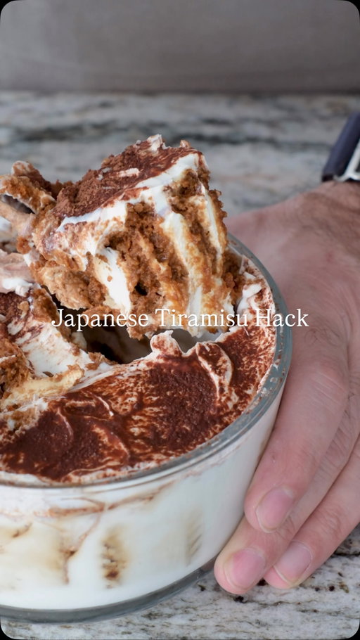 I found a better take on the Japanese cheesecake hack, and it’s way too easy not to share.
I start with Greek yogurt and cream cheese, layer in Biscoff cookies, then pour a fresh double espresso over the top.
A dusting of cocoa powder and a few hours in the fridge turn it into a rich, no bake tiramisu.
Simple, creamy, and full of coffee flavor.
I’ll definitely make this again, and next time I might add a touch of honey.

Recipe
- Greek yogurt: 6 to 8 tbsp (180 to 240 g)
- Cream cheese: 5 oz (150 g)
- 1 tbsp Honey
- Biscoff cookies
- Double shot of espresso
- Cocoa powder
Chill in the fridge for 4 to 6 hours

#tiramisu #easyrecipe #nocookdessert #coffeedessert #biscoff