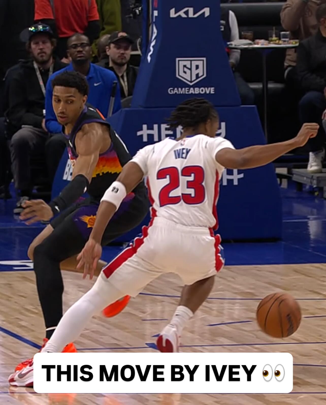 Jaden Ivey shows off his handle with this smooth behind the back move for the jumper 🔥 PHX/DET on NBA League pass <link in bio>