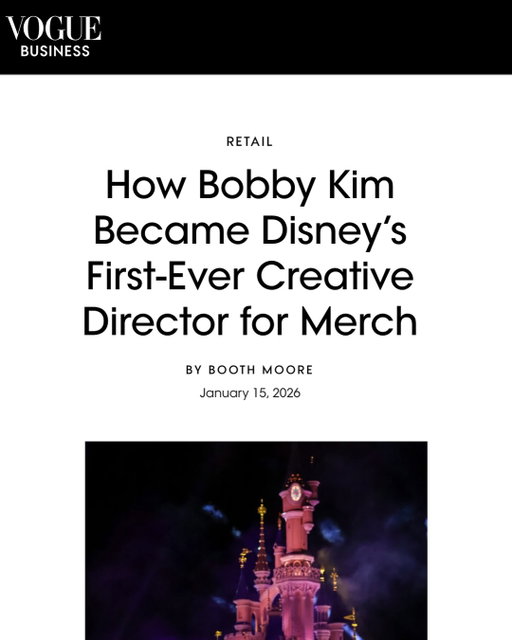 “Bobby Kim spent more than two decades insisting that a product is never just a product. At The Hundreds, the LA-born streetwear label he co-founded in 2003, T-shirts and hoodies are delivery systems for community, emotion and a shared sense of belonging. Now, Kim is bringing that philosophy to the largest consumer-products machine in the world, as Disney Consumer Products’s (DCP) newly appointed global creative director — a role that has never existed at the company before.“

- @boothmoore, @voguebusiness @voguemagazine 

✨✨✨

I’m happy to share that I’m now the Global Creative Director for Disney Consumer Products.