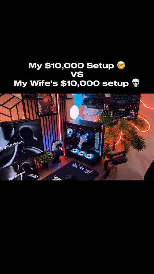 My 10k setup vs my Wife’s (imaginary) 10k setup.
( This video is just for fun 😅 kitchen edit from @quentin._fx )
.
.
.
#wallpaperengine #gamingsetup #cozygamingsetup  #moxperience  #gamingpc