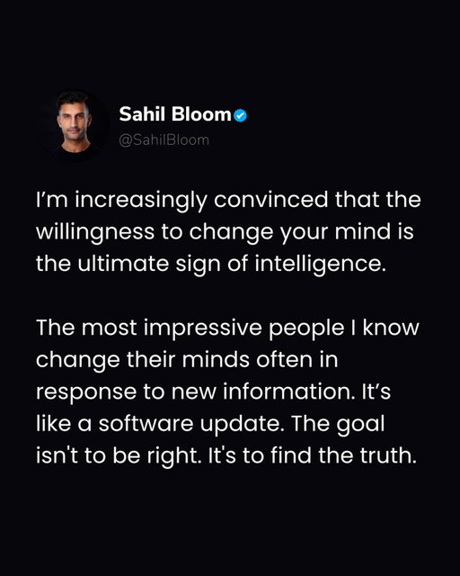 The goal isn’t to be right. It’s to find the truth.

#growth #mindset