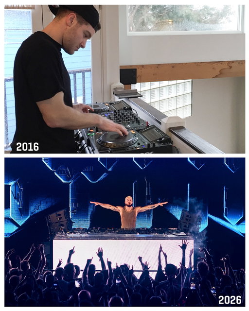 Dont write yourself off.. it might take 10 years for the world to see your vision.
1. Just got my first CDJs on finance. Live streaming trying to learn them inside out // Residency at Hi Ibiza
2. Health and fitness was an afterthought // best shape of my life
3. Economy seats // Private jets
4. Got my car clamped cos I couldn’t pay the fine // Brand new dream car
5. Hanging around the DJ booth in Ibiza to get a photo with my producer idol // Him actually being one of my peers
6. Slept in this basement room “studio” // Working in the best studios in the world.

Never quit and remember when they say NO, it means “not yet”
