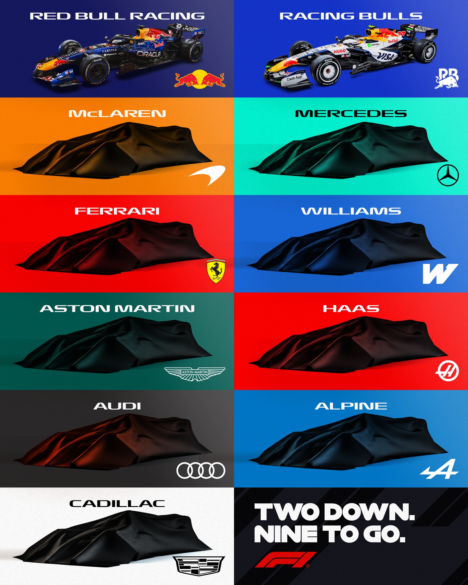 Nine launches still to go! 👊

After Red Bull and Racing Bulls revealed their 2026 looks, which are you most looking forward to? 👀

#F1 #Formula1