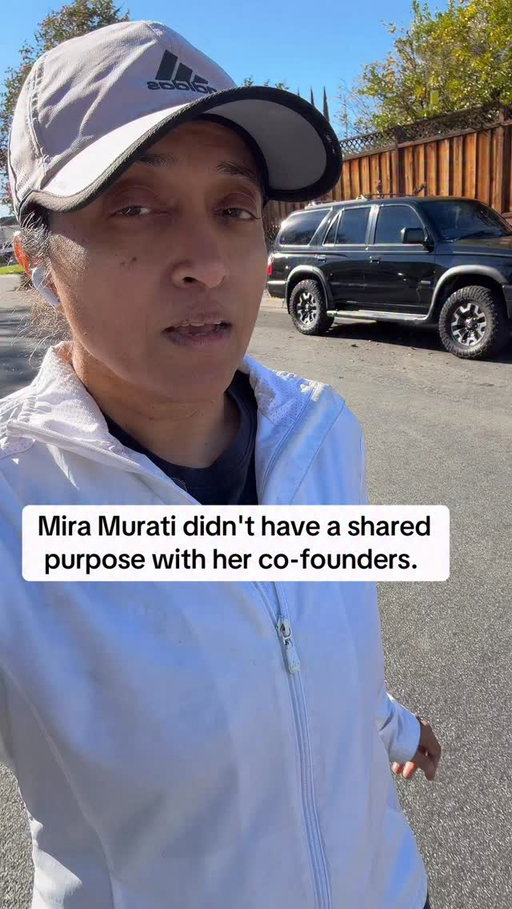 Mira Murati didn’t have a shared purpose with her co-founders. Shared purpose is what holds teams together. 

#founder #entrepreneur #ai #openai #miramurati
