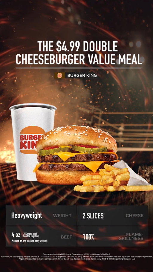 This fight doesn’t need a referee. Double Cheeseburger Value Meal for just $4.99 wins.