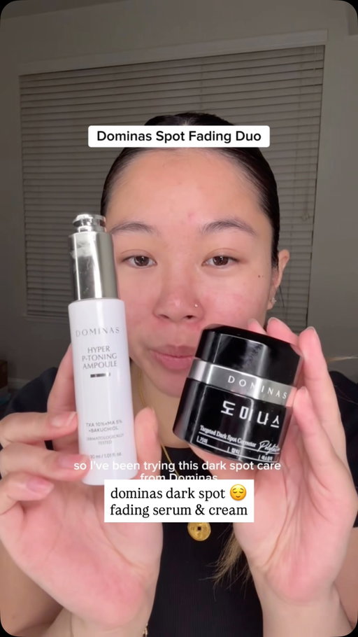 saying bye to my dark spots with the dominas spot fading duo 🥹 the perfect serum and cream duo that work together to target dark spots and even skin tone available on TikTok Shop @lgbeautyus #dominaspartner #dominas #koreanskincare #darkspots #darkspottreatment darkspotcream darkspotserum