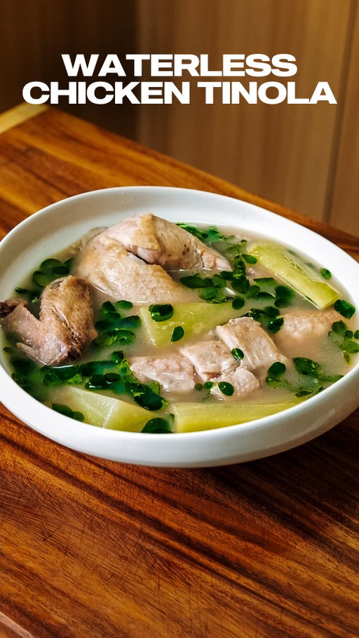 Waterless chicken tinola 🍲🍎

I saw this viral chicken soup going around where you cook a whole chicken with fruits and vegetables, no water added, and I had to try it with tinola. 

I barely changed anything from the classic tinola, I just added apples and cabbage to help build the broth, and it honestly works. I did go the extra step of removing the aromatics for a cleaner soup, but you can definitely keep them in. 

The apples add a subtle, rounded sweetness that balances really well with the ginger and chicken, without overpowering the dish. It still tastes like tinola, just with a deeper, more layered broth.

Would you try this version? Tag someone who loves tinola!

INGREDIENTS:
Ginger
2–3 Fuji apples
1 cabbage
1 whole chicken
2 large onions
1 sayote
Fish sauce to taste
Malunggay

INSTRUCTIONS:
1️⃣ Add the chicken, ginger, apples, cabbage, and onions to a pot. Cover and simmer on low for 1–1½ hours, no water added. Let the natural juices create the broth.
2️⃣ Add the sayote and cook for another 10 minutes, until fork-tender.
3️⃣ Season with fish sauce to taste.
4️⃣ Remove the chicken and cut into serving portions.
5️⃣ Optional: Strain out the aromatics for a cleaner broth, then add the sayote back in.
6️⃣ Add malunggay to the hot broth, plate, and enjoy.