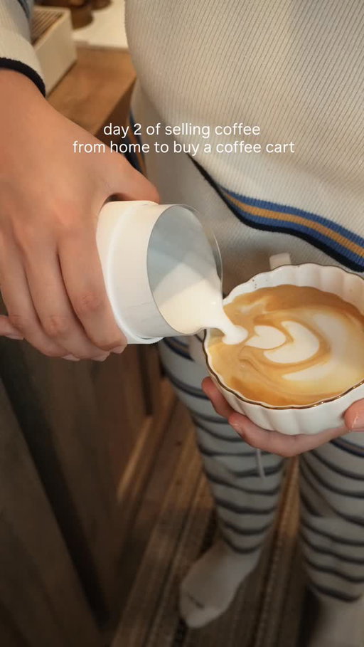 Day 2 of selling coffee from home until I can buy a coffee cart #coffeebar #coffeecart #homecafe #espresso #homebarista