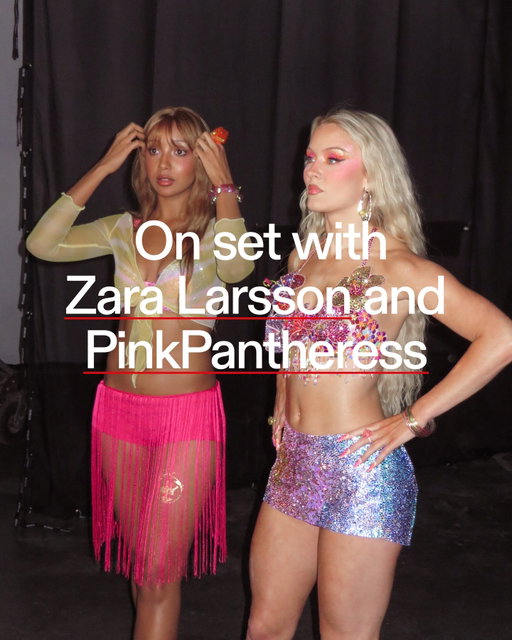 On the remix for Stateside, pop princesses @pinkpantheress and @zaralarsson team up to take on the mantle Estelle left behind in 2008: flirting with the fantasy of an American boy to the best of your abilities. ⁠
⁠
To see some BTS from the music video, keep swiping. ⁠
⁠
Photography @robinboee and @aliyahotchere 
Music video directed by @charlie__chops