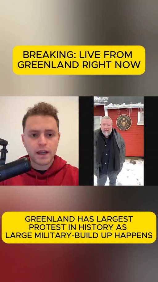 🚨 As Trump announces new tariffs on Europe over Greenland, I spoke with Shane Smith who is on the ground in Greenland. 

He tells me there is a large military build-up happening as the largest protest in Greenland’s history occurred today against the United States.￼