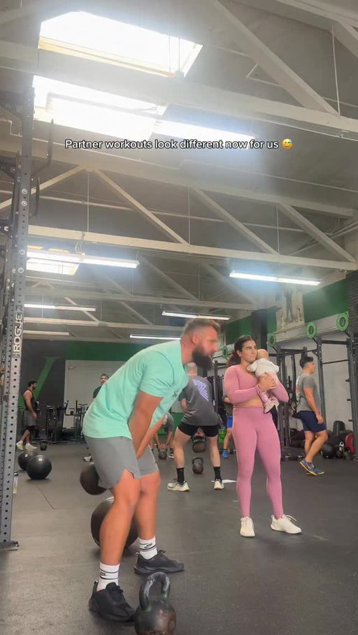 Partner workouts look different for us right now. 😅 Tag a fellow mom & dad trying to keep it real. 🙏

I’m excited to start on Monday the upcoming @grownstrong GS42 Challenge which is built for real life. Simple, accessible workouts with accountability to help you stay consistent. I know for me coming back into fitness as a new mom has been so hard so I needed something easy I can stick with. 

Comment CHALLENGE if you want to join us for 42 days. 💪