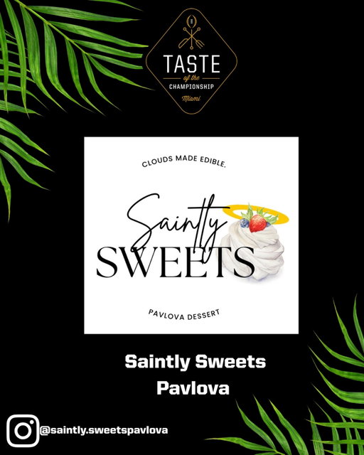 🍽️ CHEF REVEAL 🍽️
 
We’re excited to welcome Saintly Sweets Pavlova as one of the featured culinary creatives at Taste of the Championship Miami! 🌴✨
 
Known for their beautifully crafted, airy pavlovas and elevated desserts that balance light texture with vibrant flavor, Saintly Sweets transforms sweet moments into unforgettable experiences. Each pavlova is artfully adorned and rich in fresh ingredients and embodies passion, creativity, and a touch of Miami flair, adding a memorable finish to Championship Weekend’s signature culinary celebration.
 
Join us as top chefs and standout culinary makers come together for an unforgettable night of food, culture and championship energy 🏆
 
📍 M2 Nightclub, Miami Beach
📅 Sunday, January 18th 2026 5-8PM
🎟️ Link in bio
#CFBPlayoff
#TasteOfTheChampionship
#TOTC2026