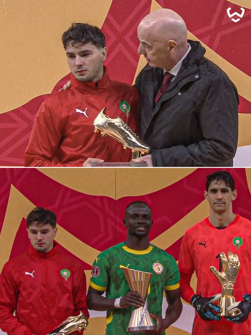 Brahim Díaz accepted the AFCON top scorer award in tears after a heartbreaking night 🇲🇦💔

Brahim Diaz gave everything and has nothing to be ashamed of 👏