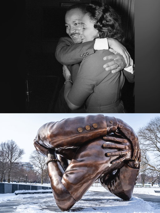 “The Embrace” sculpture by Hank Willis Thomas, unveiled on Boston Common in 2023, is inspired by the hug MLK and Coretta Scott King shared after learning he won the Nobel Peace Prize ❤️ Happy MLK Day