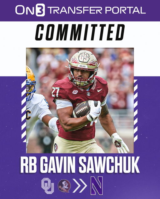 Florida State transfer RB Gavin Sawchuk has signed with Northwestern, Pete Nakos reports😼

Follow @Transferportal for all NCAA Transfer Portal news.