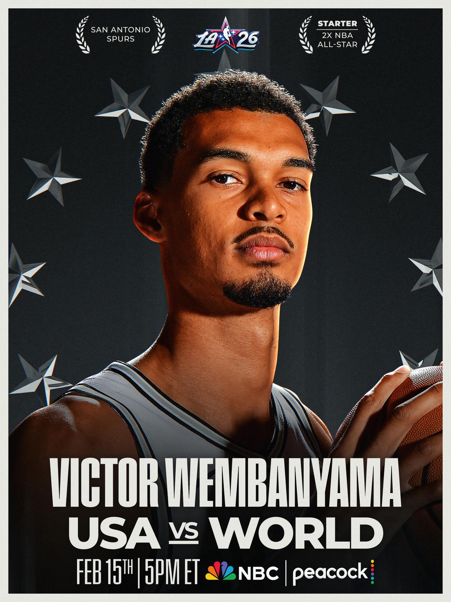 Victor Wembanyama is making his 2nd NBA All-Star appearance. Drafted as the 1st overall pick in the 2023 NBA Draft out of France, @wemby was named Kia NBA ROY for the 2023-24 season. This season, he is averaging 24.5 PPG, 10.9 RPG and 2.6 BPG for the @spurs.