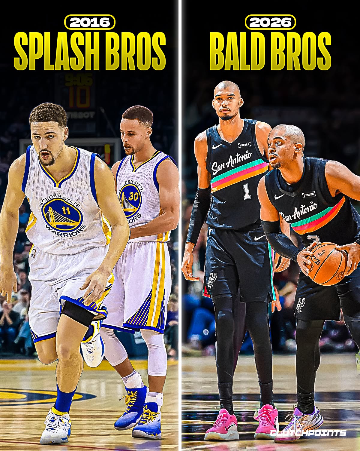In 2016, the league was dominated by the "Splash Brothers”, who rained down threes and changed the game forever. 

Fast forward 10 years to 2026, and the Spurs have just introduced the world to the next duo: The Bald Brothers. 

After a tough road loss in Oklahoma City some days ago, Victor Wembanyama and Keldon Johnson decided it was time for a change. 

The two revealed they had taken turns shaving each other's heads. 

Wemby went full "Shaolin Monk" mode, and Keldon followed. 

They even tried to recruit Stephon Castle, but he decided to protect his signature locks. 

While the Splash Brothers used threes to destroy their opponents, the Bald Brothers are using pure focus to ignite a new run in San Antonio.