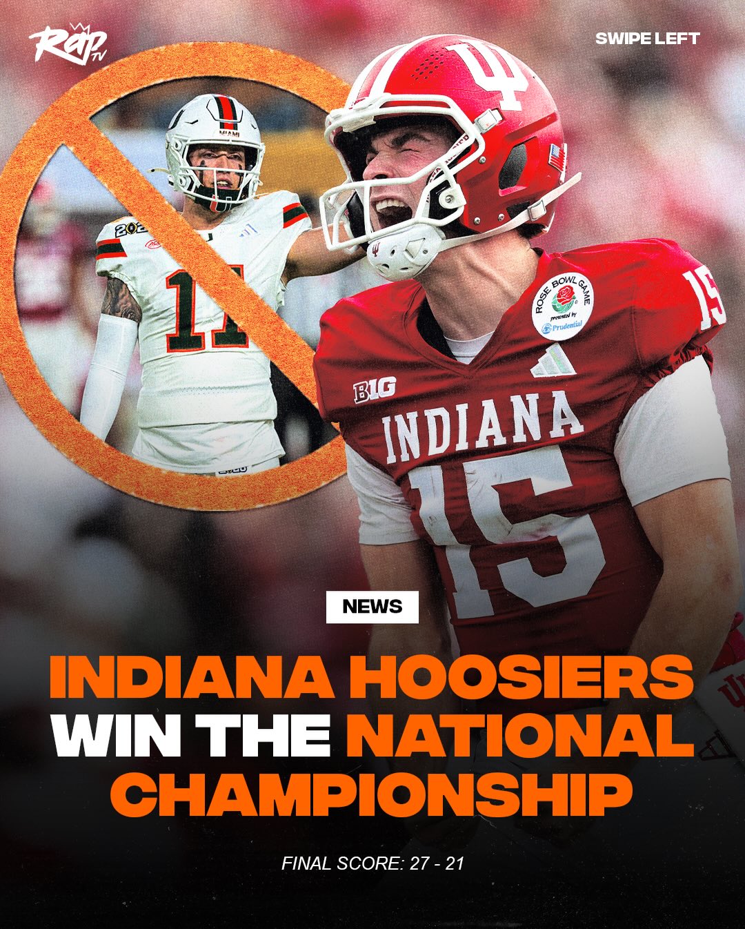 THE INDIANA HOOSIERS WON THE NATIONAL CHAMPIONSHIP‼️🏈

FINAL SCORE: 27 - 21