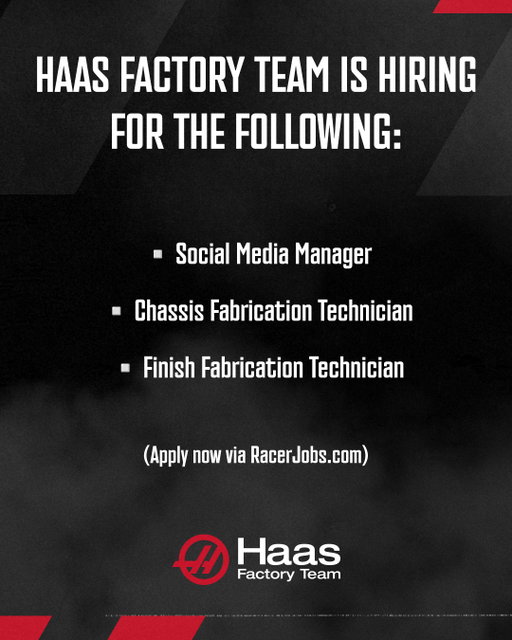 𝙒𝙀 𝘼𝙍𝙀 𝙃𝙄𝙍𝙄𝙉𝙂! 💼

▪️Social Media Manager
▪️Finish Fabrication Technician
▪️Chassis Fabrication Technician

Apply now via RacerJobs.com 💻

#NASCAR
