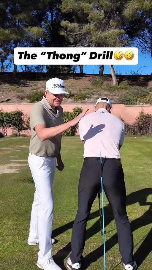 Place an alignment stick in between your butt cheeks - yes, you read that right. 
Right between your butt cheeks! 
This silly drill is a super simple way to ensure that you’re turning properly in your backswing instead of swaying or shifting. If you lose the alignment stick and move away from it, you’re moving wrong! 

If this is something you struggle with, you don’t need more tips, you need the right plan. 
We’ve created coaching plans designed to fix specific problems faster.
Explore our coaching plans via the link in our bio and find the right one for your game!